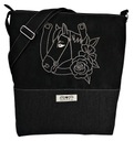Черная сумка-мессенджер с лошадью, сумочка-лошадь для девочки 11 лет.