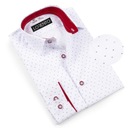 РУБАШКА ДЛЯ МАЛЬЧИКОВ, белая, элегантный узор 104 SLIM PL