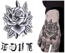 Временное тату на руку, кулак, пальцы, буквы, листья, цветок, РОЗА + надпись