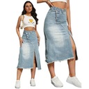 2024 Новинка КЛАССИЧЕСКАЯ ДЛИННАЯ ДЖИНСОВАЯ ЮБКА С РАЗРЕЗОМ МИДИ