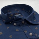 Elegantná tmavomodrá PREMIUM pánska košeľa s lycrou s drobnými vzormi SLIM-FIT Pohlavie Výrobok pre mužov