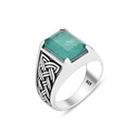 925K Elegant Natural Paraiba Tourmaline Silver Men's Ring