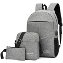 РЮКЗАК Серый НАБОР СУМКА 3в1 МОЮЩАЯ USB Мужской Женский Спортивный