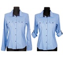 ЖЕНСКАЯ СИНЯЯ РУБАШКА В РЕБРУСКУ, 40 Л