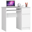 Компьютерный стол 90 см Pixel правый маленький 3 полки 1 ящик 1 дверца Белый
