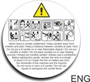 Предупреждающие наклейки на свечи, пиктограммы ENG 150