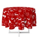 OBRUS DEKORACYJNY KOŁO 140 WZÓR CZERWONE RENIFERY