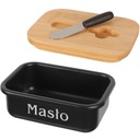 МАСЛЕНКА МЕТАЛЛИЧЕСКИЙ КОНТЕЙНЕР С КРЫШКОЙ ДЛЯ МАСЛА И БАМБУКОВЫМ НОЖОМ, ЧЕРНЫЙ