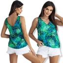 ФУТБОЛКА ЖЕНСКАЯ, БЛУЗКА БЕЗ РУКАВОВ, ЦВЕТА С ТРОПИЧЕСКИМ ПРИНТОМ