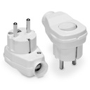 УГЛОВАЯ ВИЛКА С ВЫКЛЮЧАТЕЛЕМ И ЗАЗЕМЛЕНИЕМ, БЕЛАЯ