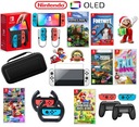 Nintendo SWITCH Oled 64ГБ + 6 игр + стекло + чехол + 2 руля + 2 ручки