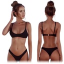 КУПАЛЬНИК БИКИНИ, ЧЕРНЫЙ, ИЗ ДВУХ ЧАСТЕЙ, СТРИНГИ, XS