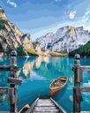 Картина КРАСКИ ПО ЦИФРАМ в раме 40х50 Лодка на озере АРТНАПИ
