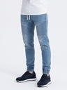 Pánske džínsové jogger nohavice s prešívaním modré V2 OM-PADJ-0113 S Kolekcia Denim