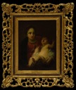 Около 1850 г. Старая картина Мария с Иисусом(?) Масло 45x39см
