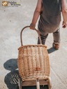 Плетеная корзина для игрушек, натуральная коляска + помпоны.