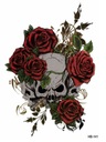 Временная моющаяся татуировка розы череп череп веточки бутоны череп 21 см