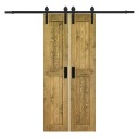 Деревянные двойные раздвижные двери + система