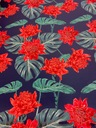 Велюровая обивочная ткань с принтом красных цветов