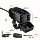 ЗАРЯДНИЙ ПРИСТРІЙ МОТОЦИКЛЕТНА PD QC3.0 USB & USB-C Z ВОЛЬТМЕТРОМ LED (СВІТЛОДІОД) 30W  (18829618878) фото min 13