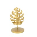 ŚWIECZNIK METALOWY ZŁOTY Z OZDOBNYM LIŚCIEM