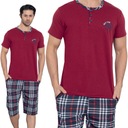 Классическая мужская хлопковая пижама NETi с короткими рукавами, бордовая