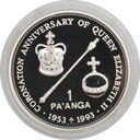 13.db.TONGA, 1 PA'ANGA 1993 KORONACJA E.II '1953