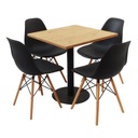 Комплект из стола Kansas и 4 черных стульев Milano.