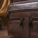 Praktická pánska kožená kabelka hnedá Dominujúci vzor bez vzoru