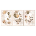 Набор из 3 постеров формата А3 Ретро гуси Бохо №4.