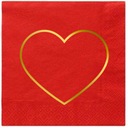 Красные салфетки ко Дню святого Валентина с золотым сердечком.