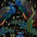 ТКАНЬ С ПРИНТОМ с узорами павлинов, бархат JARDEX09