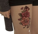 Съемная татуировка цветы розового цвета на бедре на груди красивая
