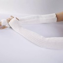 Rukavice bez prstov palčiaky s prúžkami rebrované dlhé teplé biele EAN (GTIN) 5907570840041