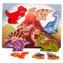 Drevené Montessori puzzle, kognitívny dinosaurus v ranom detstve Vek dieťaťa 18 rokov +