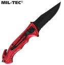 MIL-TEC RESCUE SCISSOR KNIFE Складной нож спасателя MIL-TEC красный с клипсой