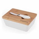 MASELNICZKA BIAŁA Z BAMBUSOWĄ POKRYWKĄ I NOŻYKIEM