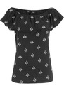 EA55 БЛУЗКА ЖЕНСКАЯ BONPRIX С УЗОРОМ КАРМЕН 36/38 ЧЕРНАЯ