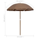 vidaXL Dáždnik na oceľovom stĺpiku, 180 cm, farba taupe Producent VidaXL