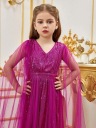 SHEIN ТЮЛЬОВА СУКНЯ З ДОВГИМИ РУКАВАМИ ТА ЕЛЕГАНТНИМ ДЕКОЛЬТЕ-КАРЕТЕ 128 замовити в Україні