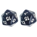 НАБОР ИЗ 2 ЧЕРНЫХ ДВАДЦАТЬСТОРОННИХ КУБИКОВ D20 ДЛЯ РПГ