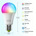 INTELIGENTNA ŻARÓWKA RGB SMART LIGHT WIFI BLUETOTH 2.4GHZ 2700-6500K 800 Lm