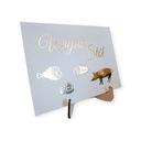 Tabliczka Wiejski Stół na ślub wesele ZŁOTO A5 BS