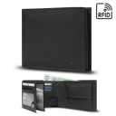 Элегантный черный кожаный мужской кошелек SOLIER