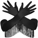 Vintage długie rękawiczki satynowe rękawiczki do łokcia Kolor czarny