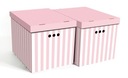 картонная декоративная коробка-органайзер, 2 шт. розовые полоски, xl.