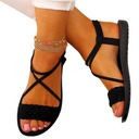 ЧЕРНЫЕ САНДАЛИИ НА ПЛОСКОЙ ПЛОСКОСТИ ЖЕНСКИЕ, ЭЛЕГАНТНЫЕ, МОДНЫЕ ДЛЯ ЛЕТА