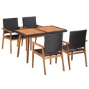 vidaXL 5-cz. sada záhradného nábytku, PE ratan, čierna a hnedá Druh stôl a stoličky