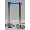 БАРЬЕРНЫЙ СТОЙК С СИНЕЙ ХРОМОВОЙ ЛЕНТОЙ