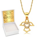 Золотая цепочка 925 пробы, медальон ангела с гравировкой